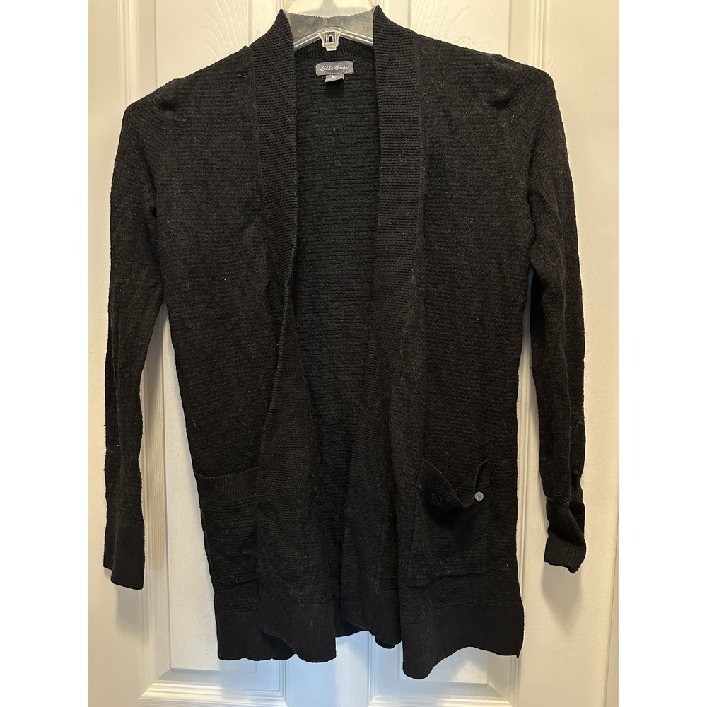 Eddie Bauer TM TALL Medium CardiganBlack Sweater, long sleeve top with pockets